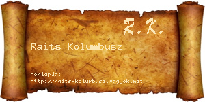 Raits Kolumbusz névjegykártya